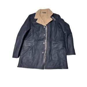 NWT Allen Edmonds Mens L Leather Shearling Lined Winter Coat Jacket AE5023